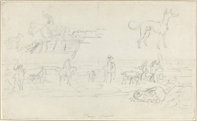 Jäger mit Hunden und einem kauernden Hasen [recto] von James Seymour