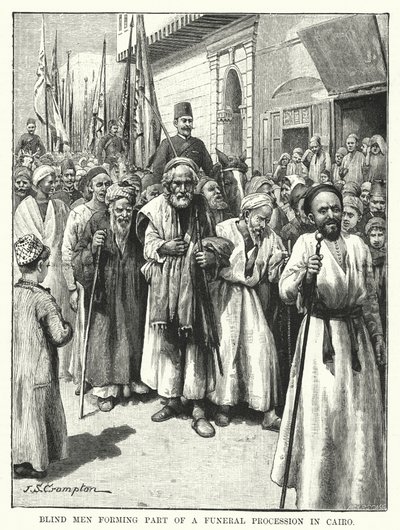Blinde Männer als Teil eines Trauerzugs in Kairo von James Shaw Crompton