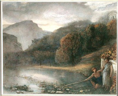 Landschaft mit einem Tempel und pastoralen Figuren von James Smetham