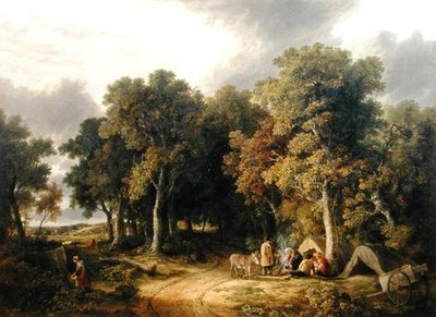 Lager in einer Waldlandschaft von James Stark