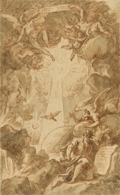 Vorbereitende Zeichnung für den Stich von C. du Bosc, für die Kapellenbibel des Royal Marine College. Werk von James Thornhill (frühes 18. Jahrhundert) von James Thornhill