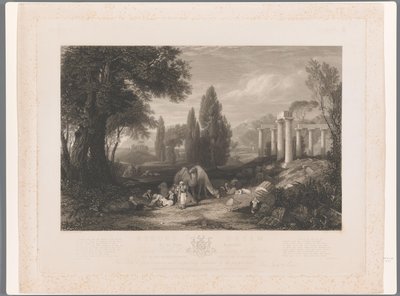 Landschaft mit Dromedaren, Ruinen und schlafenden Männern von James Tibbits Willmore