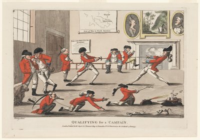 Qualifikation für eine Kampagne, veröffentlicht 1777 (handkolorierte Gravur) von James Verney