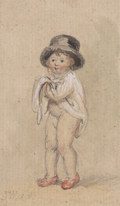 Ein kleiner Junge mit roten Schuhen (Kind mit roten Schuhen und einem Zylinder) von James Ward