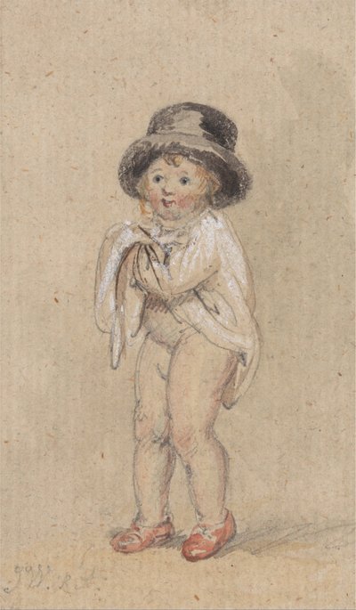 Ein kleiner Junge mit roten Schuhen (Kind mit roten Schuhen und Zylinder) von James Ward