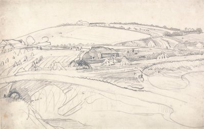 Landschaft mit einem Bauernhof und Maisstängeln von James Ward