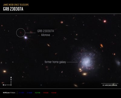 Kilonova und Heimatgalaxie von James Webb Space Telescope (NASA)
