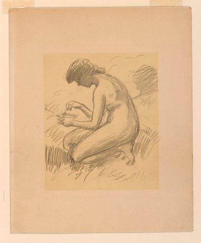 Kauernder weiblicher Akt von James Wells Champney