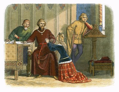 Königin Anne bittet Gloucester und Arundel für Sir Simon Burley von James William Edmund Doyle