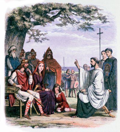 Der heilige Augustinus predigt König Ethelbert und Königin Bertha, 19. Jahrhundert von James William Edmund Doyle