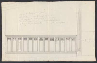 Cobham Hall, Kent: Entwurf für die Verkleidung einer Kirchenbank von James Wyatt