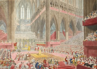 Die Krönung Seiner Majestät, Georg der Vierte: Aufgenommen zum Zeitpunkt der Anerkennung, veröffentlicht 1822 von James after Stephanoff
