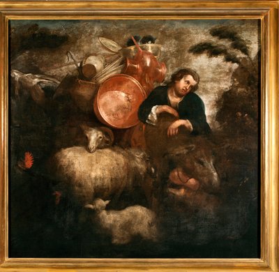 Hirte mit Ziegen und Esel von Jan Roos