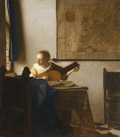 Frau mit Laute, um 1662-1663 von Johannes Vermeer