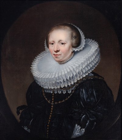 Porträt einer Dame in einem gemalten Oval von Jan Anthonisz. van Ravesteyn