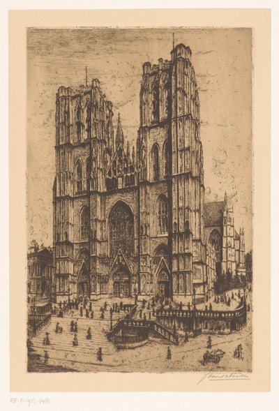 Kathedrale von St. Michael und St. Gudula in Brüssel von Jan Antonius van Schooten (signed by artist)