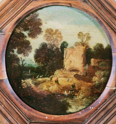 Eine bewaldete Landschaft mit Hirten und Ziegen an einem Teich von Jan Asselyn