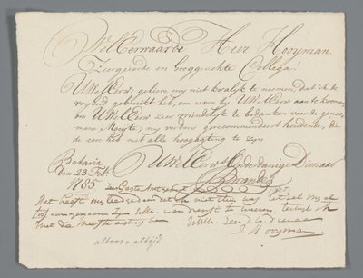 Brief von Jan Brandes an Pfarrer Hooyman von Jan Brandes