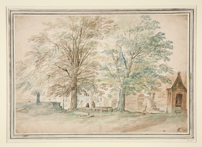 Dorfversammlungsplatz unter zwei alten Bäumen von Jan Brueghel the Elder