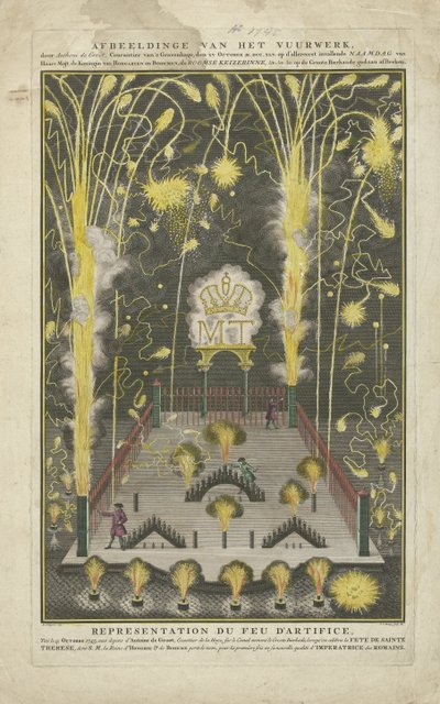 Feuerwerk abgefeuert am 15. Oktober 1745, dem Namenstag von Maria Theresia, im Auftrag von Anthoni de Groot von Jan Caspar Philips
