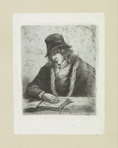Lesender Mann mit Hut von Jan Chalon