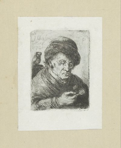 Alter Mann mit Brille und Eule (The Compleat Work of Etchings by John Chalon) von Jan Chalon