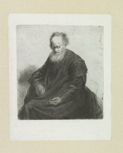Sitzender alter Mann mit langem Mantel (The Compleat Work of Etchings by John Chalon) von Jan Chalon