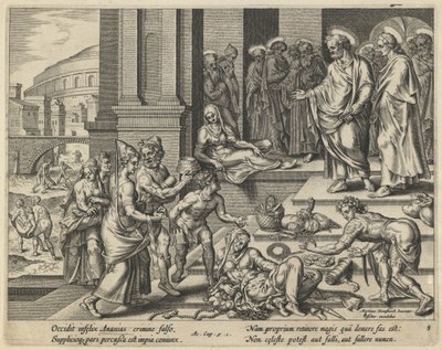 Das Gleichnis von Ananias und Saphira, frühes 17. Jahrhundert von Jan Claesz Visscher