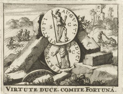Römische Münzen auf einem Steinhaufen von Jan Claesz ten Hoorn