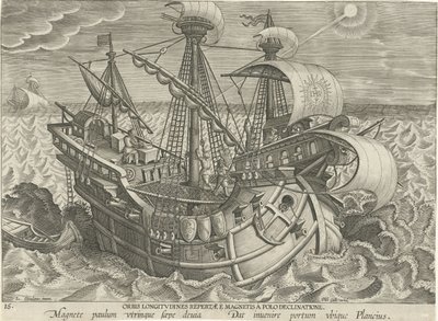 Bestimmung des Längengrads mittels eines Kompasses von Jan Collaert (II) (attributed to)