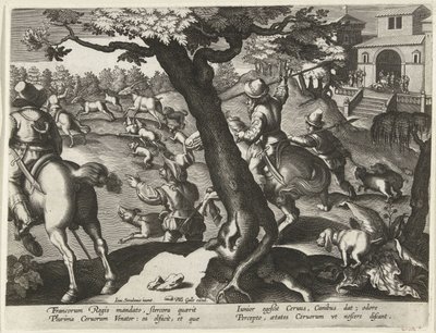 Hirschjagd mit Hunden von Jan Collaert (II) (attributed to)