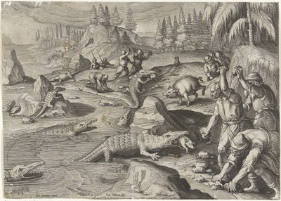 Krokodiljagd von Jan Collaert (II)