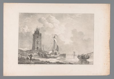 Küstenlandschaft mit Turm von Jan Dam Steuerwald (possibly)