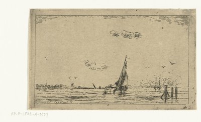 Flusslandschaft mit Segelschiff von Jan Daniël Cornelis Carel Willem baron de Constant Rebecque
