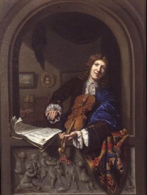 Porträt eines Mannes, der Geige spielt von Jan Frans Douven