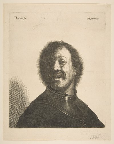 Lachender Mann in einem Harnisch, 1620-40 von Jan Georg van Vliet