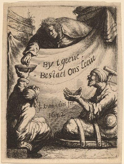 Titelseite: Zwei Krüppel erhalten Almosen, 1632 von Jan Georg van Vliet