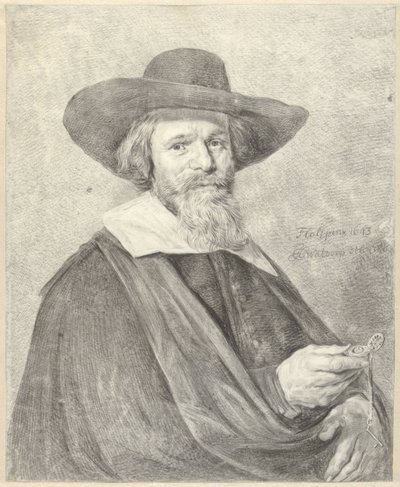 Porträt eines Mannes mit Uhr in der rechten Hand von Jan Gerard Waldorp