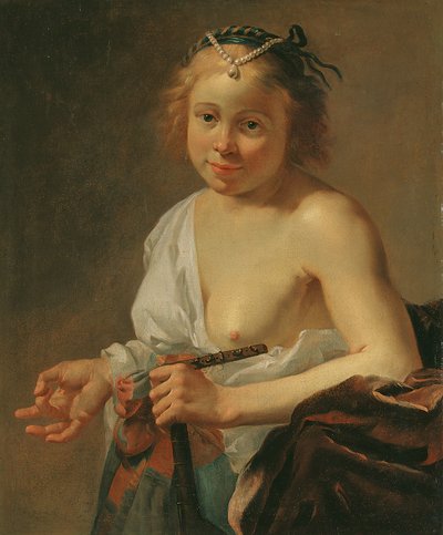 Eine Kurtisane mit einer Laute von Jan Gerritsz. van Bronckhorst