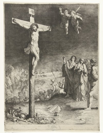 Christus am Kreuz mit trauernder Maria und Johannes von Jan Gerritsz. van Bronckhorst