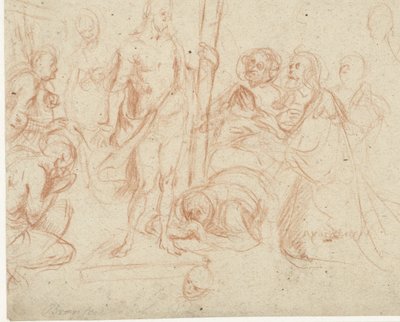 Christus mit dem Kreuz, umgeben von knienden Figuren von Jan Gerritsz. van Bronckhorst
