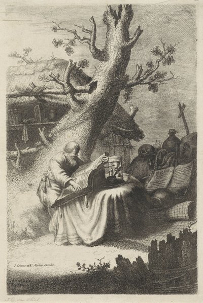 Heiliger Hieronymus lesend unter einem Baum von Jan Gillisz. van Vliet