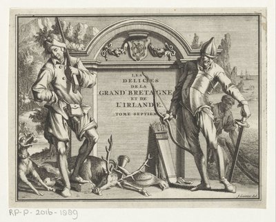 Zwei Jäger vor architektonischer Kulisse von Jan Goeree (possibly)
