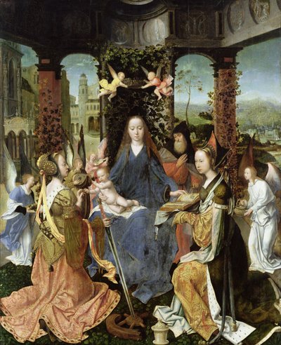 Madonna mit Kind, Maria Magdalena und St. Katharina von Jan Gossaert