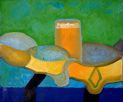 Stillleben mit Bier und Fisch, 2009 von Jan Groneberg