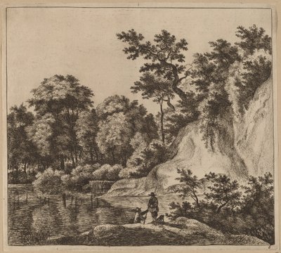 Landschaft mit Fluss und Felsen von Jan Hackaert