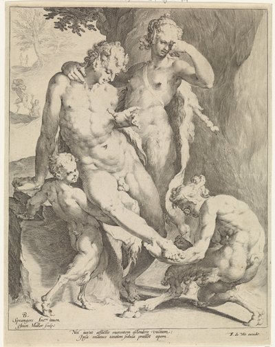 Oreaden entfernen einen Dorn aus dem Fuß eines Satyrs von Jan Harmensz. Muller