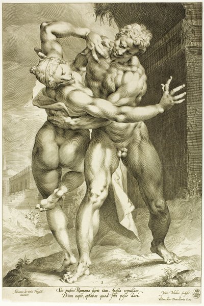 Die Entführung einer Sabinerin, Frontalansicht von Jan Harmensz. Muller