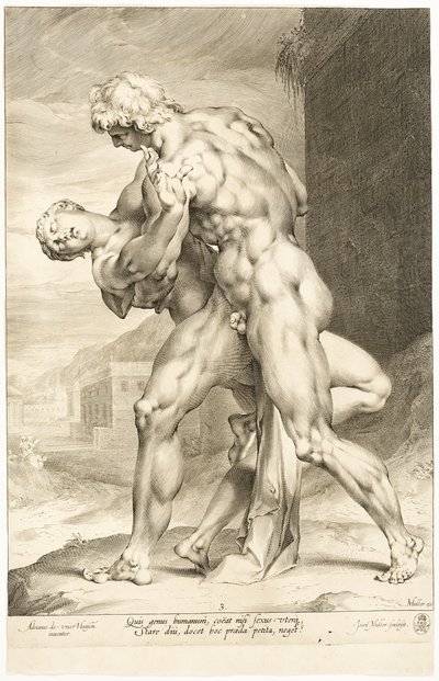 Die Entführung einer Sabinerin, Seitenansicht von Jan Harmensz. Muller