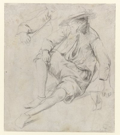 Studie eines sitzenden Mannes, der eine Pfeife raucht von Jan Havicksz. Steen